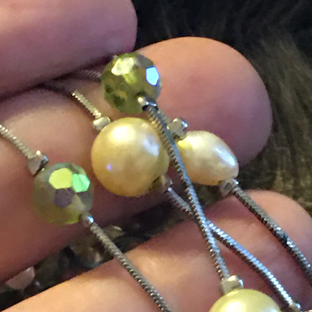 Glass bead accent silver snake chain necklace - Picture 7 of 9